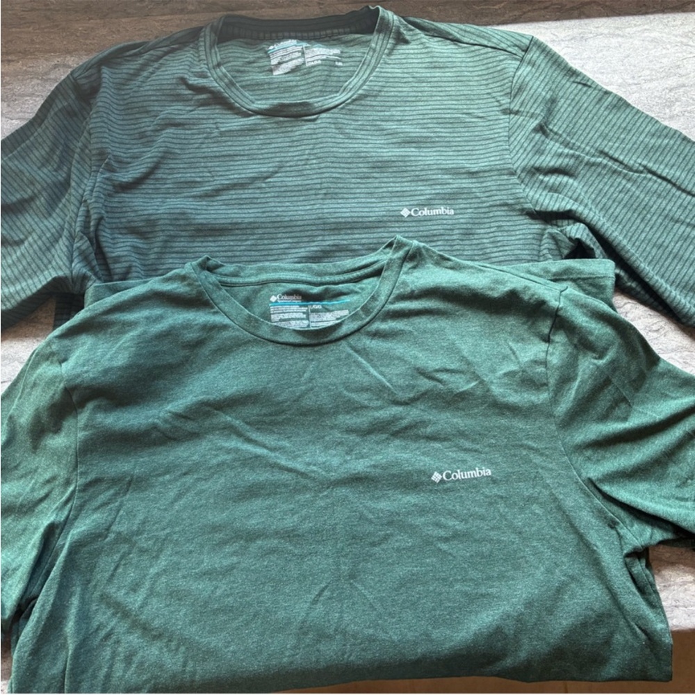 Columbia Green Long Sleeve and Short Sleeve Tees Soft Cotton Blend